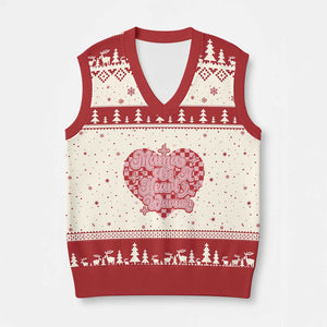 Mama Of A Heart Warrior V-Neck Knit Sweater Vest CHD Awareness Retro Red Checkered Heart TS11 Beige Red Print Your Wear