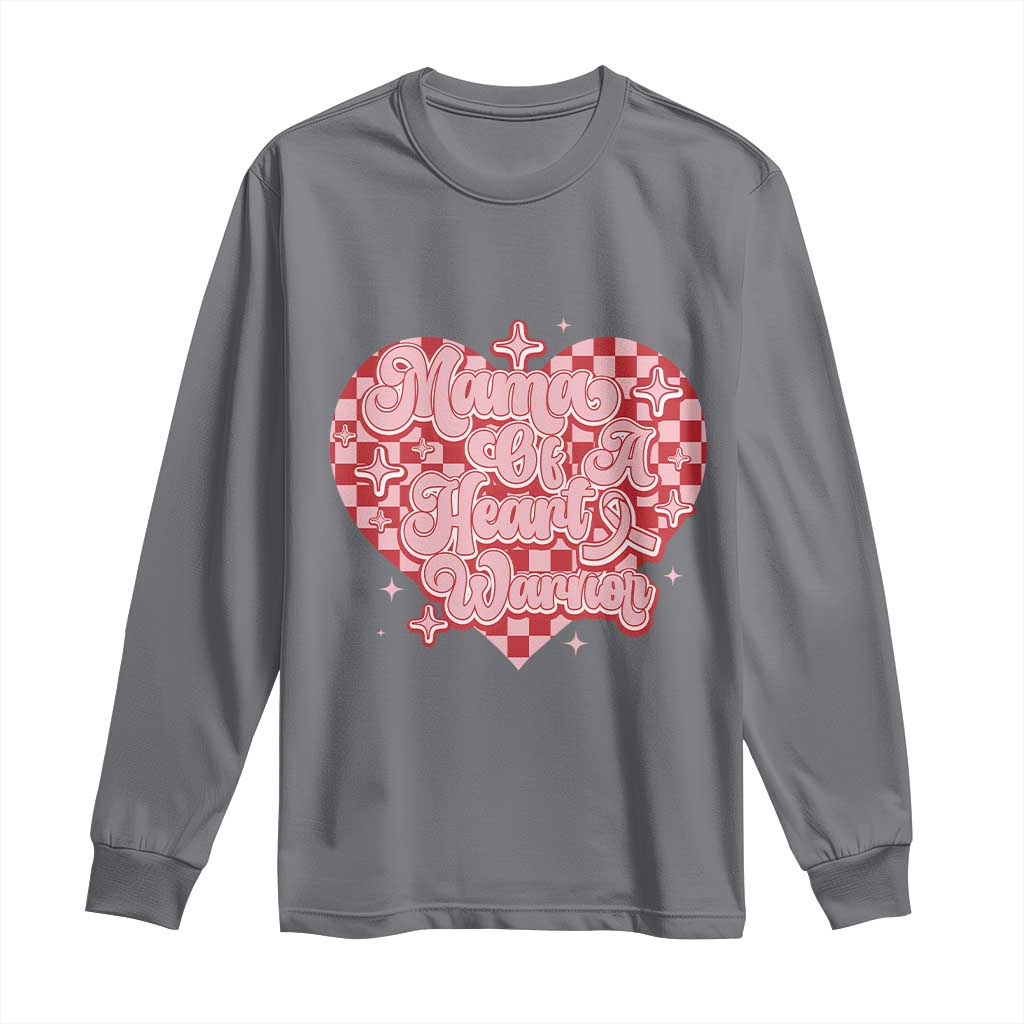 Mama Of A Heart Warrior Long Sleeve Shirt CHD Awareness Retro Red Checkered Heart TS11 Charcoal Print Your Wear