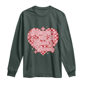 Mama Of A Heart Warrior Long Sleeve Shirt CHD Awareness Retro Red Checkered Heart TS11 Dark Forest Green Print Your Wear