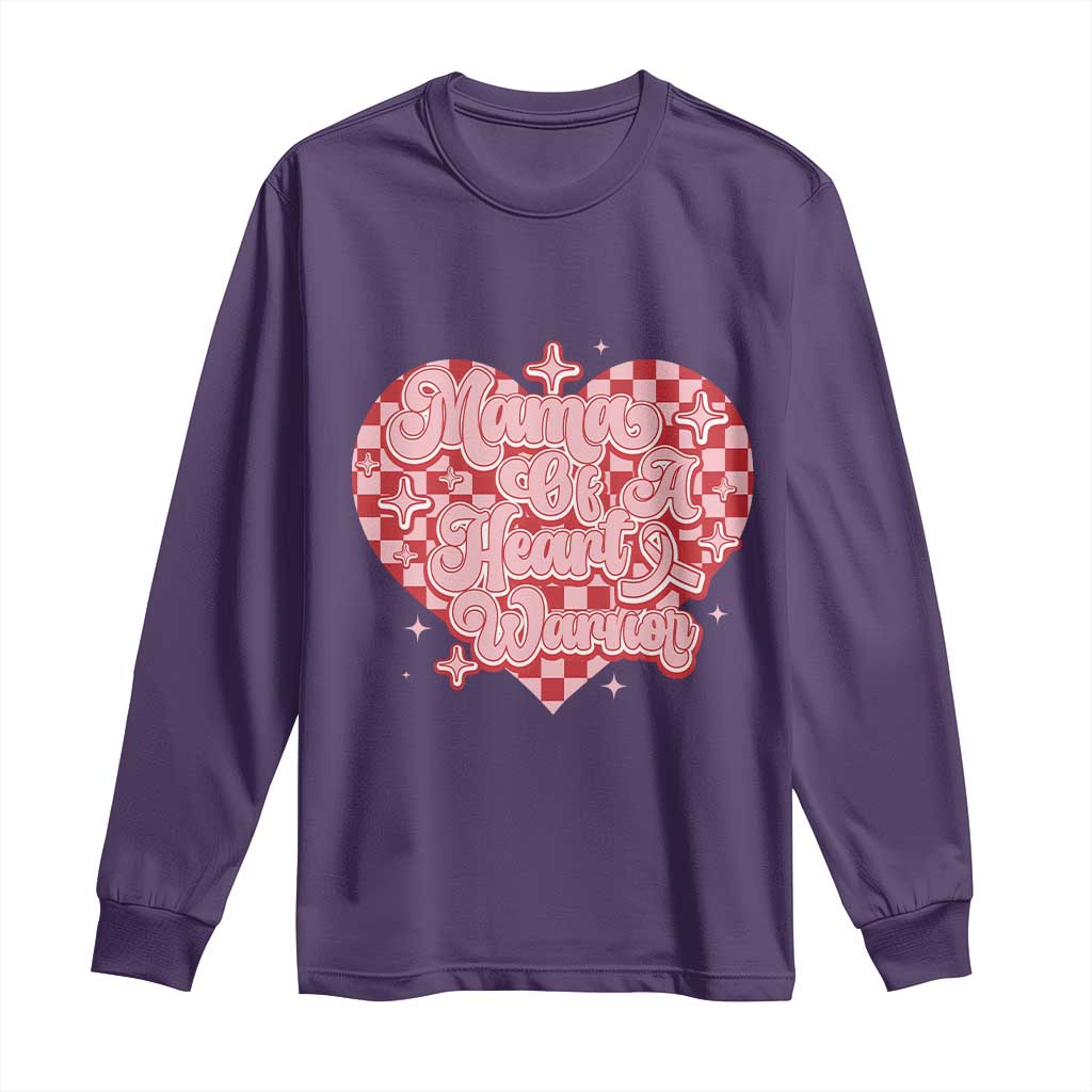 Mama Of A Heart Warrior Long Sleeve Shirt CHD Awareness Retro Red Checkered Heart TS11 Purple Print Your Wear