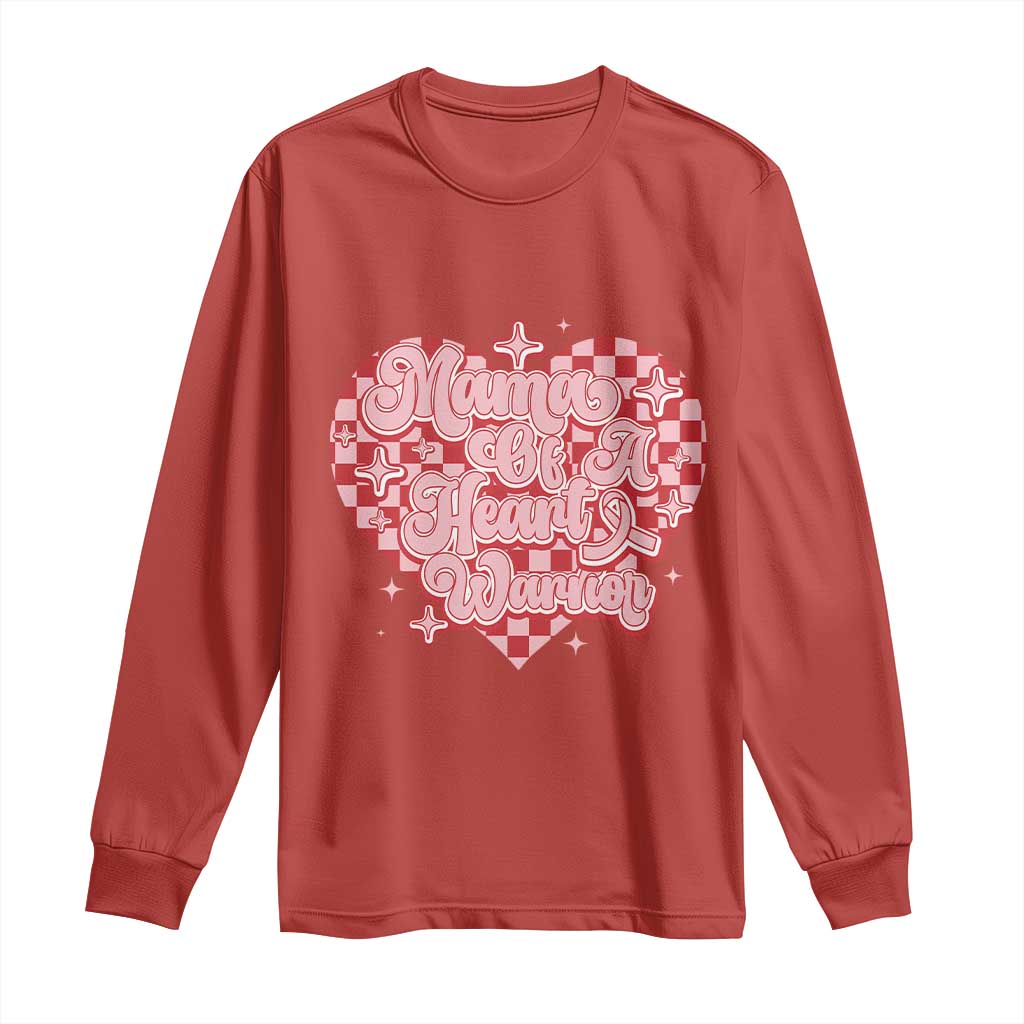 Mama Of A Heart Warrior Long Sleeve Shirt CHD Awareness Retro Red Checkered Heart TS11 Red Print Your Wear