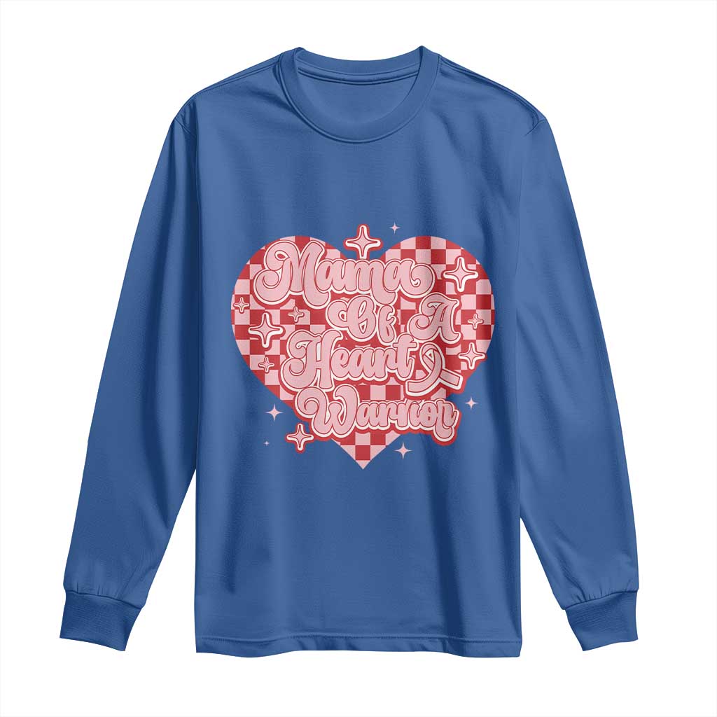 Mama Of A Heart Warrior Long Sleeve Shirt CHD Awareness Retro Red Checkered Heart TS11 Royal Blue Print Your Wear