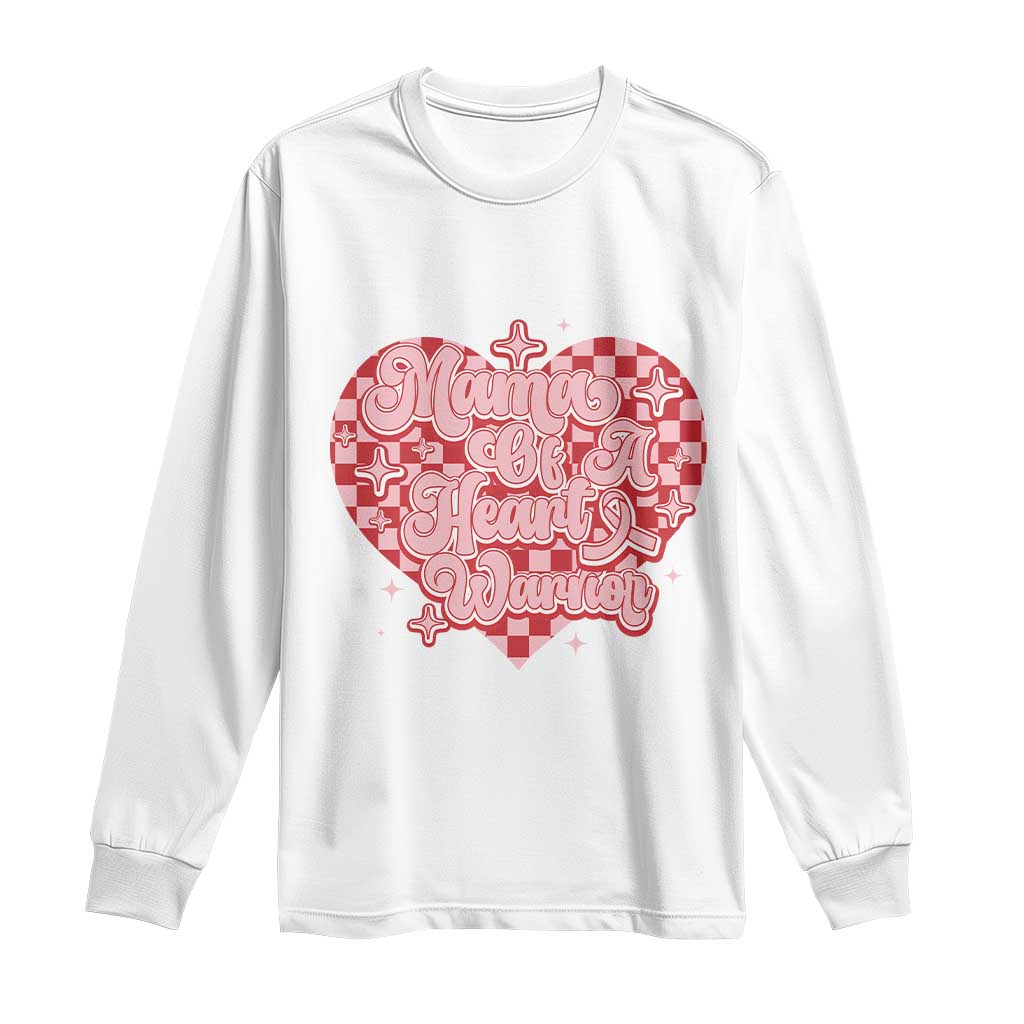 Mama Of A Heart Warrior Long Sleeve Shirt CHD Awareness Retro Red Checkered Heart TS11 White Print Your Wear