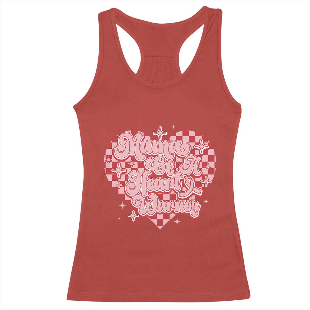Mama Of A Heart Warrior Racerback Tank Top CHD Awareness Retro Red Checkered Heart TS11 Red Print Your Wear
