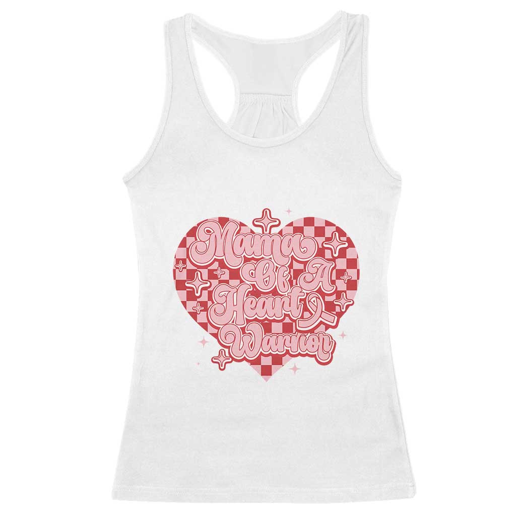 Mama Of A Heart Warrior Racerback Tank Top CHD Awareness Retro Red Checkered Heart TS11 White Print Your Wear
