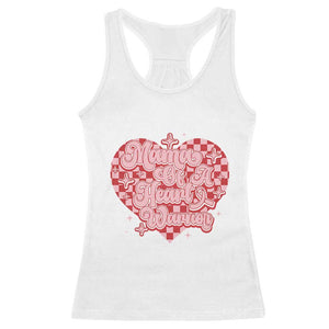 Mama Of A Heart Warrior Racerback Tank Top CHD Awareness Retro Red Checkered Heart TS11 White Print Your Wear