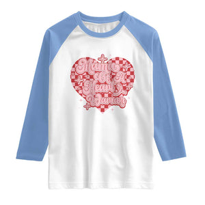 Mama Of A Heart Warrior Raglan Shirt CHD Awareness Retro Red Checkered Heart TS11 White Carolina Blue Print Your Wear