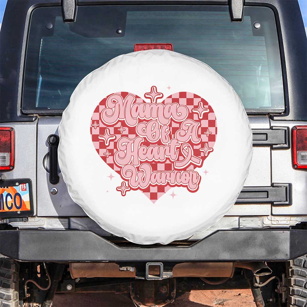 Mama Of A Heart Warrior Spare Tire Cover CHD Awareness Retro Red Checkered Heart TS11 No hole White Print Your Wear