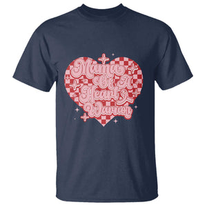 Mama Of A Heart Warrior T Shirt CHD Awareness Retro Red Checkered Heart TS11 Navy Print Your Wear