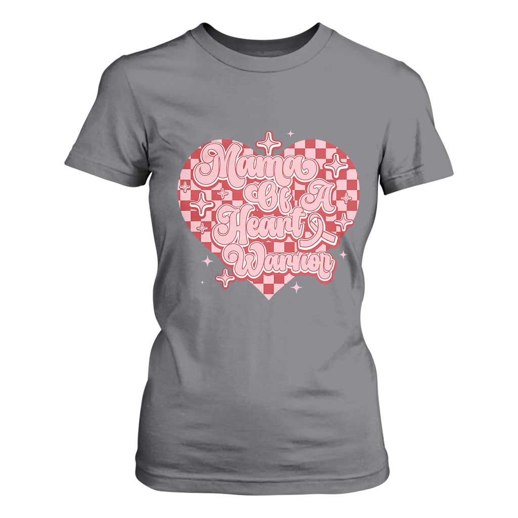 Mama Of A Heart Warrior T Shirt For Women CHD Awareness Retro Red Checkered Heart TS11 Charcoal Print Your Wear