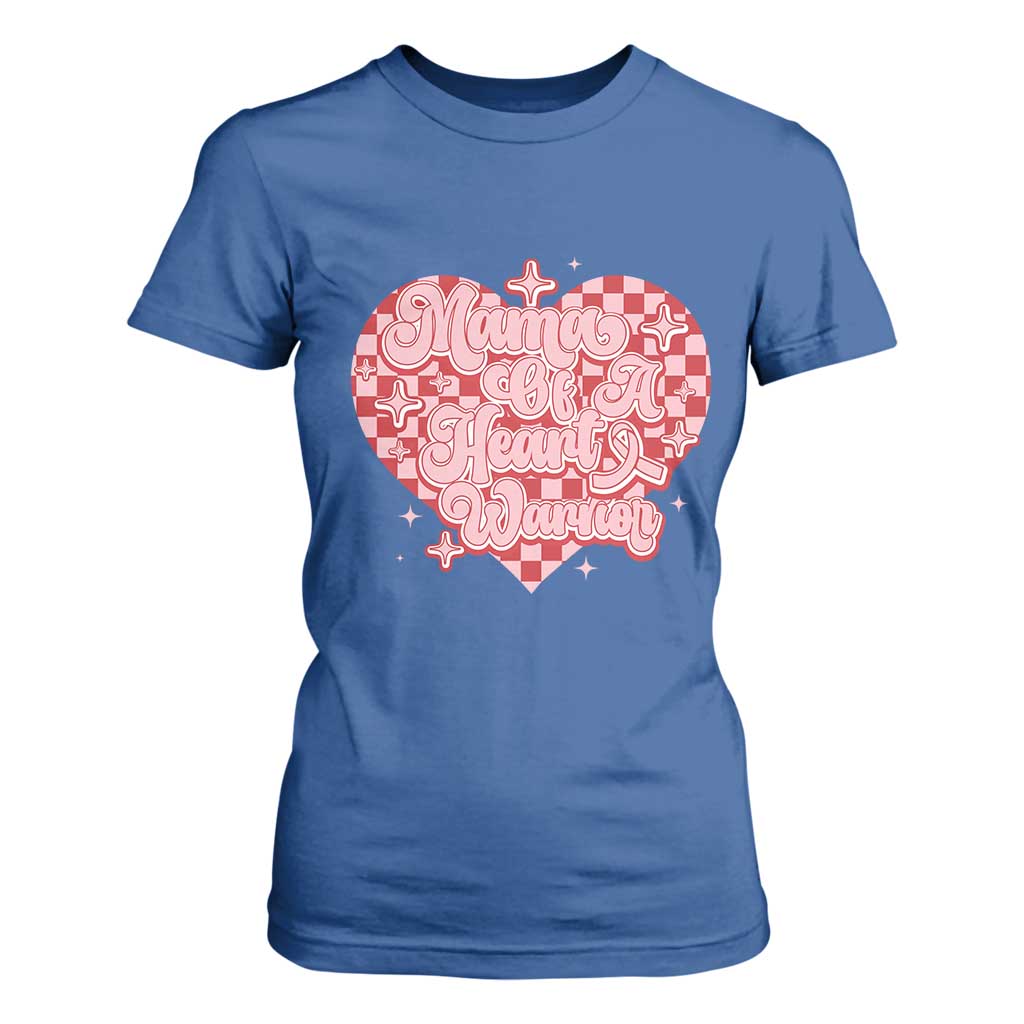 Mama Of A Heart Warrior T Shirt For Women CHD Awareness Retro Red Checkered Heart TS11 Royal Blue Print Your Wear
