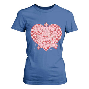 Mama Of A Heart Warrior T Shirt For Women CHD Awareness Retro Red Checkered Heart TS11 Royal Blue Print Your Wear