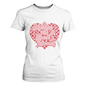 Mama Of A Heart Warrior T Shirt For Women CHD Awareness Retro Red Checkered Heart TS11 White Print Your Wear