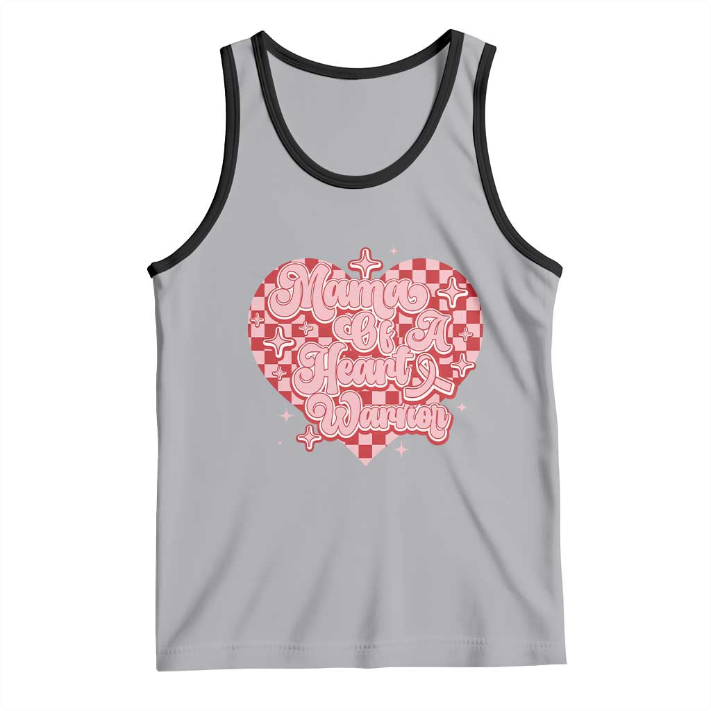 Mama Of A Heart Warrior Tank Top CHD Awareness Retro Red Checkered Heart TS11 Athletic Heather Black Print Your Wear