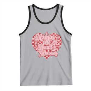 Mama Of A Heart Warrior Tank Top CHD Awareness Retro Red Checkered Heart TS11 Athletic Heather Black Print Your Wear