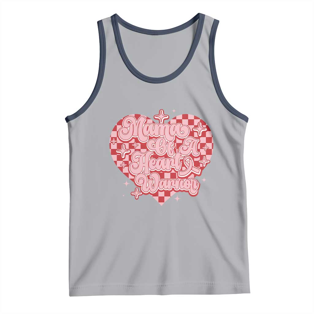 Mama Of A Heart Warrior Tank Top CHD Awareness Retro Red Checkered Heart TS11 Athletic Heather Navy Print Your Wear