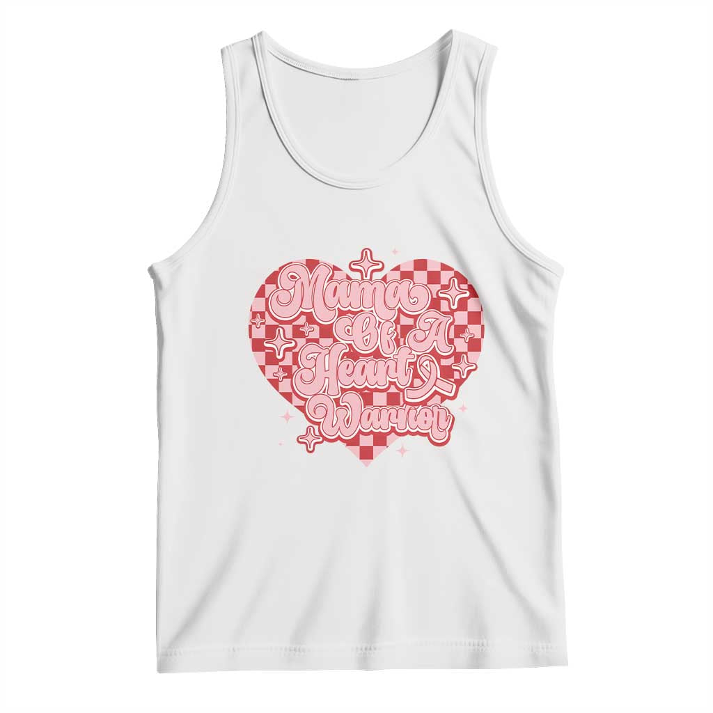 Mama Of A Heart Warrior Tank Top CHD Awareness Retro Red Checkered Heart TS11 White Print Your Wear