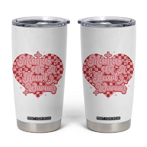Mama Of A Heart Warrior Tumbler Cup CHD Awareness Retro Red Checkered Heart TS11 White Print Your Wear