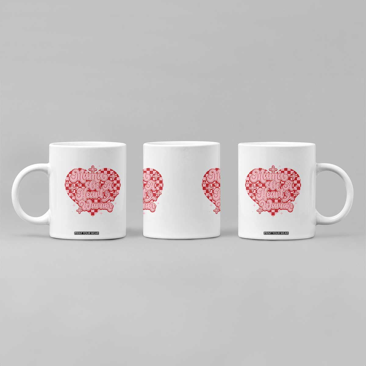 Mama Of A Heart Warrior Coffee Mug CHD Awareness Retro Red Checkered Heart TS11 Print Your Wear