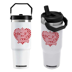 Mama Of A Heart Warrior Flip Straw Tumbler CHD Awareness Retro Red Checkered Heart TS11 One Size: 30 oz White Print Your Wear