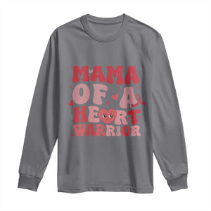 Mama Of A Heart Warrior Long Sleeve Shirt Congenital Heart Disease CHD Awareness TS11 Charcoal Print Your Wear