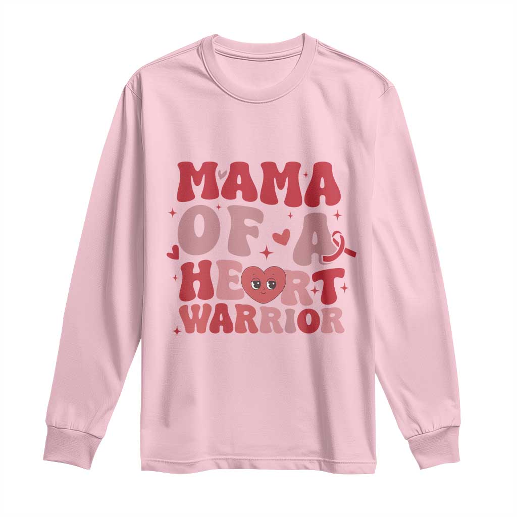 Mama Of A Heart Warrior Long Sleeve Shirt Congenital Heart Disease CHD Awareness TS11 Light Pink Print Your Wear