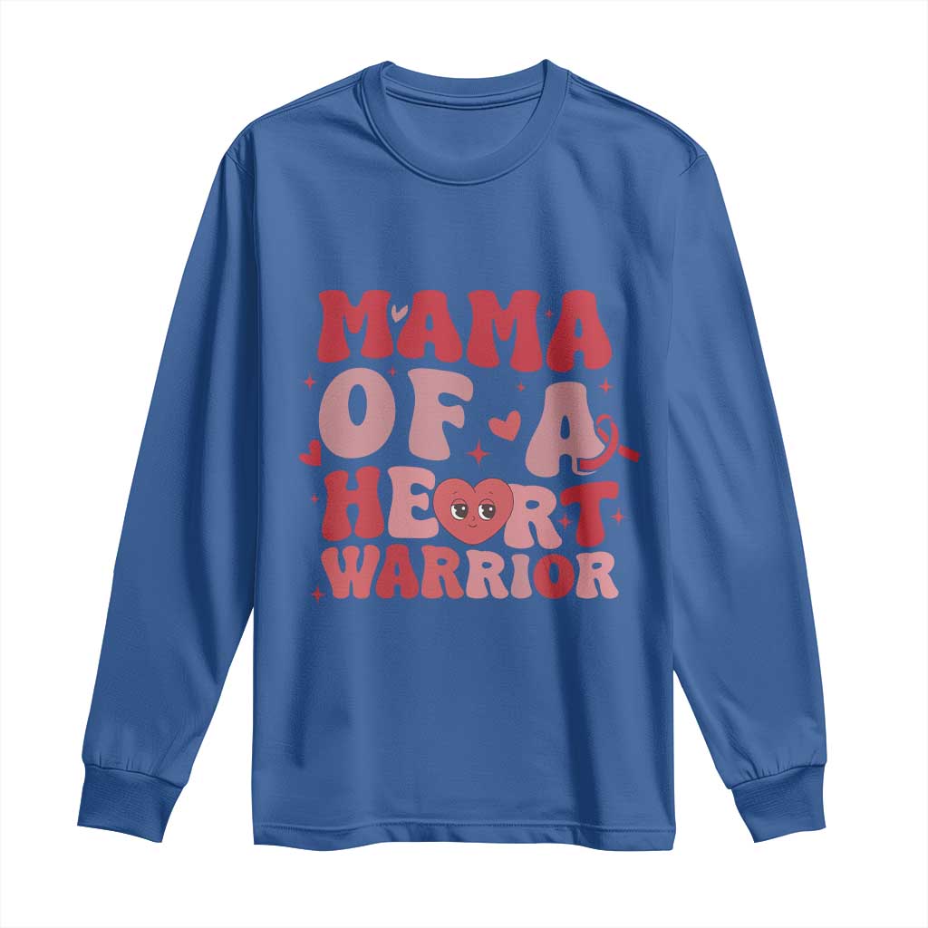 Mama Of A Heart Warrior Long Sleeve Shirt Congenital Heart Disease CHD Awareness TS11 Royal Blue Print Your Wear