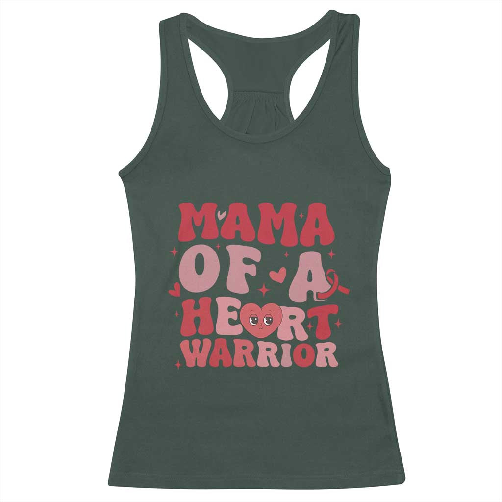 Mama Of A Heart Warrior Racerback Tank Top Congenital Heart Disease CHD Awareness TS11 Dark Forest Green Print Your Wear