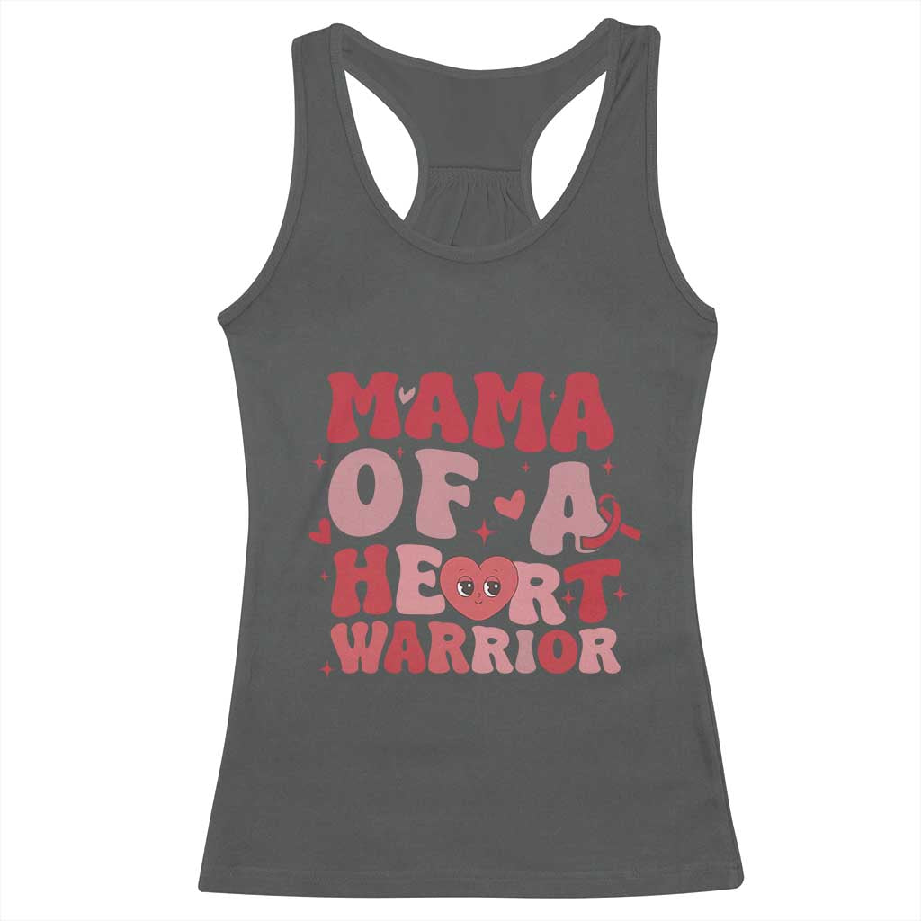 Mama Of A Heart Warrior Racerback Tank Top Congenital Heart Disease CHD Awareness TS11 Dark Heather Print Your Wear