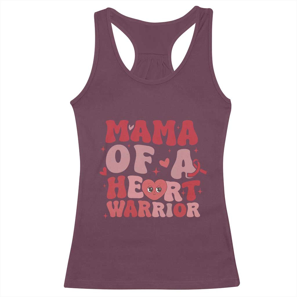 Mama Of A Heart Warrior Racerback Tank Top Congenital Heart Disease CHD Awareness TS11 Maroon Print Your Wear