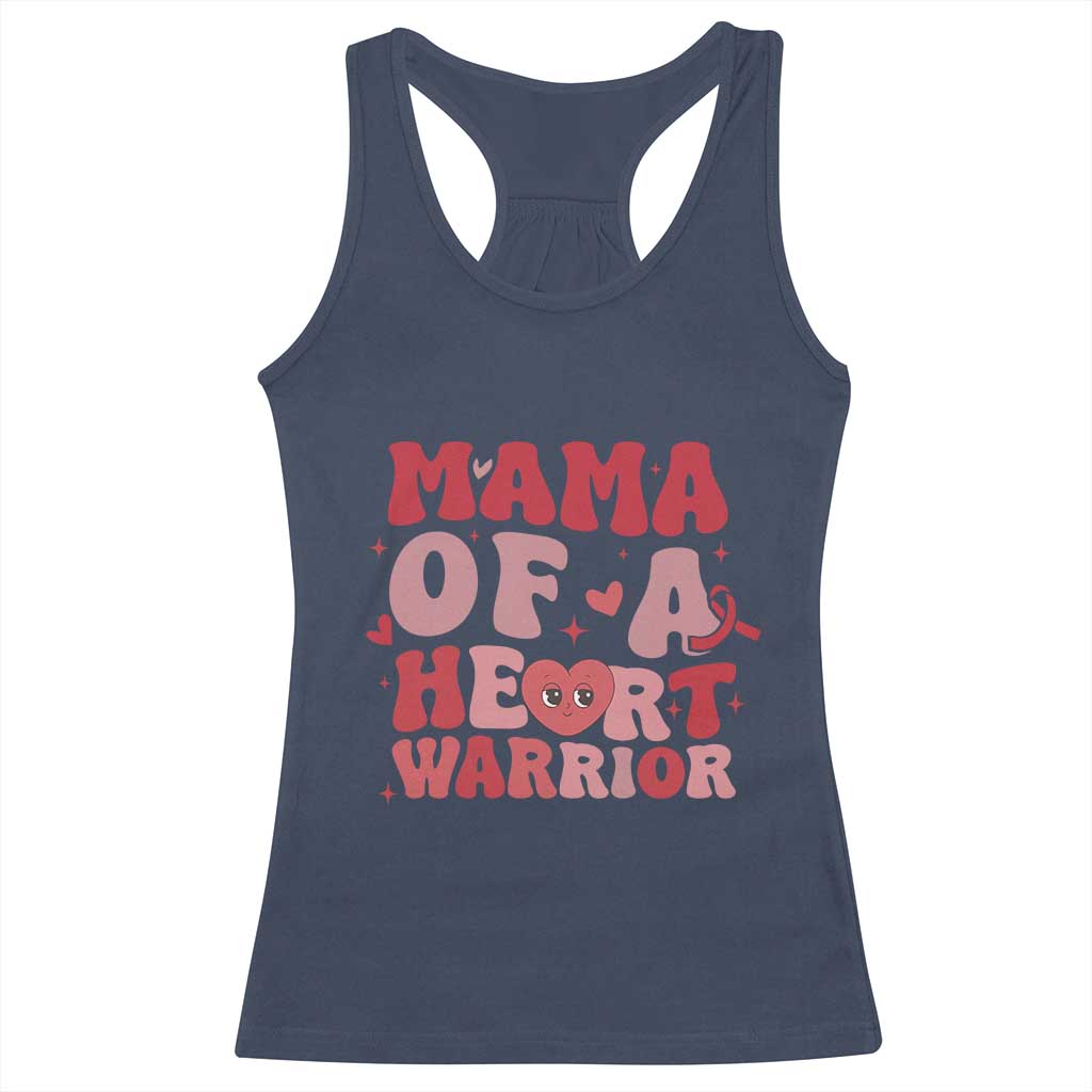 Mama Of A Heart Warrior Racerback Tank Top Congenital Heart Disease CHD Awareness TS11 Navy Print Your Wear