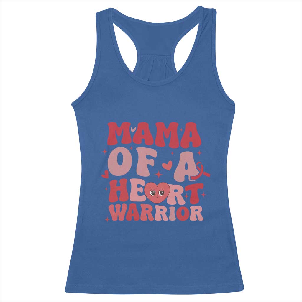 Mama Of A Heart Warrior Racerback Tank Top Congenital Heart Disease CHD Awareness TS11 Royal Blue Print Your Wear