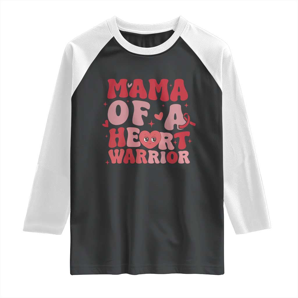 Mama Of A Heart Warrior Raglan Shirt Congenital Heart Disease CHD Awareness TS11 Black White Print Your Wear