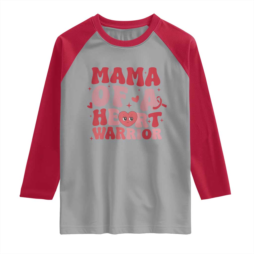 Mama Of A Heart Warrior Raglan Shirt Congenital Heart Disease CHD Awareness TS11 Sport Gray Red Print Your Wear