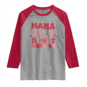 Mama Of A Heart Warrior Raglan Shirt Congenital Heart Disease CHD Awareness TS11 Sport Gray Red Print Your Wear