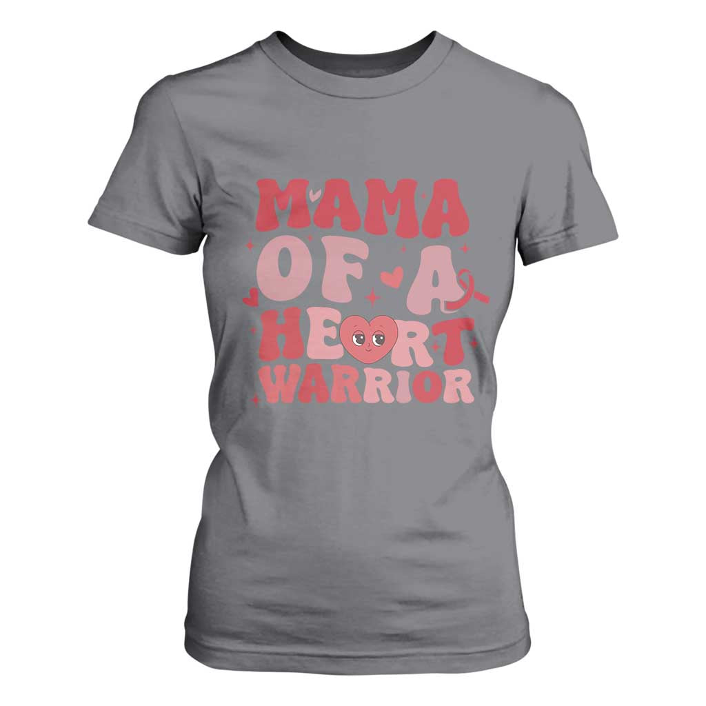 Mama Of A Heart Warrior T Shirt For Women Congenital Heart Disease CHD Awareness TS11 Charcoal Print Your Wear