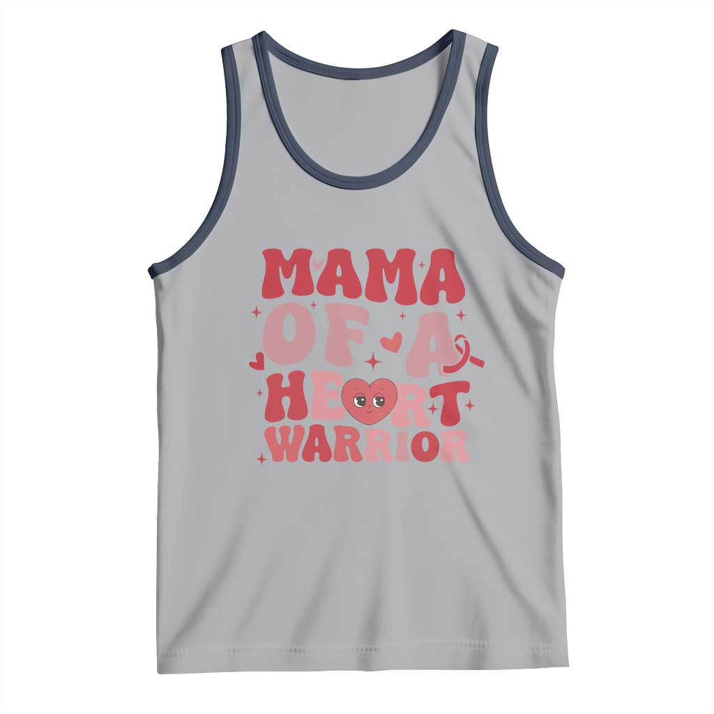 Mama Of A Heart Warrior Tank Top Congenital Heart Disease CHD Awareness TS11 Athletic Heather Navy Print Your Wear