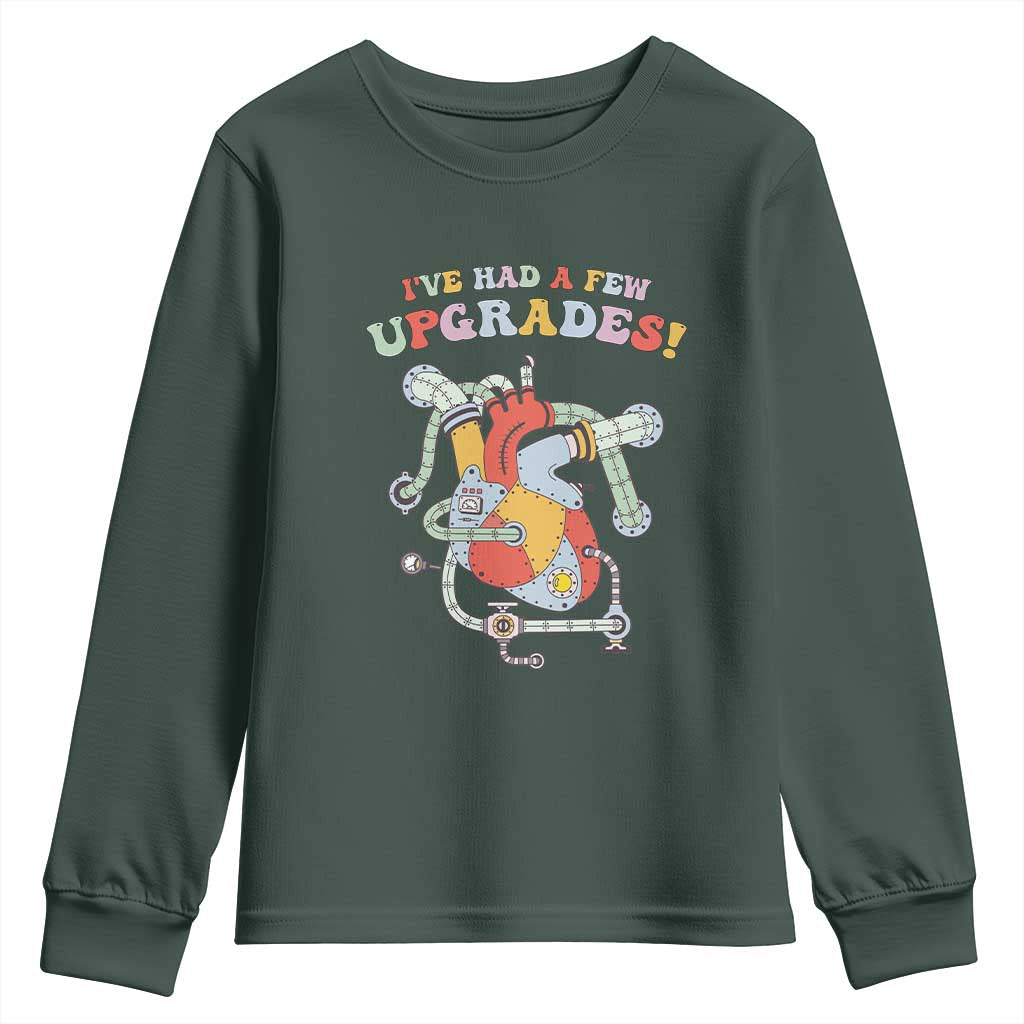 Congenital Heart Disease CHD Awareness Youth Sweatshirt I've Had A Few Upgrades Mechanic Toy Heart TS11 Dark Forest Green Print Your Wear