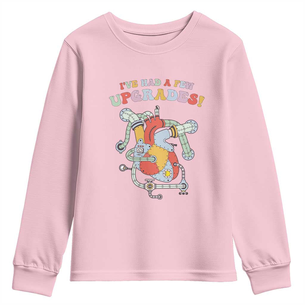 Congenital Heart Disease CHD Awareness Youth Sweatshirt I've Had A Few Upgrades Mechanic Toy Heart TS11 Light Pink Print Your Wear