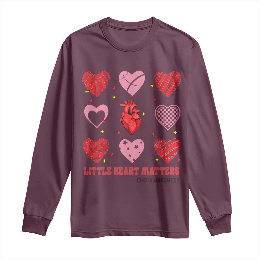 Congenital Heart Disease CHD Awareness Long Sleeve Shirt Little Heart Matters TS11 Maroon Print Your Wear