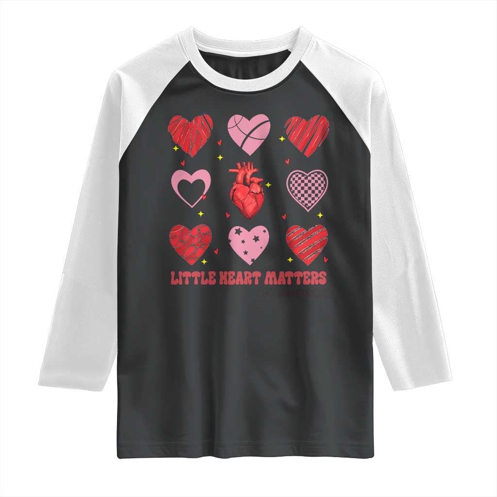 Congenital Heart Disease CHD Awareness Raglan Shirt Little Heart Matters TS11 Black White Print Your Wear