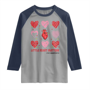 Congenital Heart Disease CHD Awareness Raglan Shirt Little Heart Matters TS11 Sport Gray Navy Print Your Wear