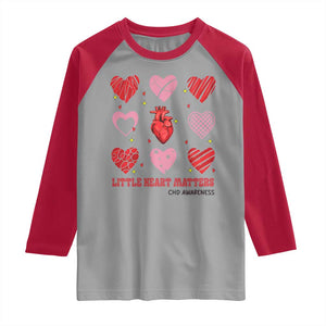 Congenital Heart Disease CHD Awareness Raglan Shirt Little Heart Matters TS11 Sport Gray Red Print Your Wear