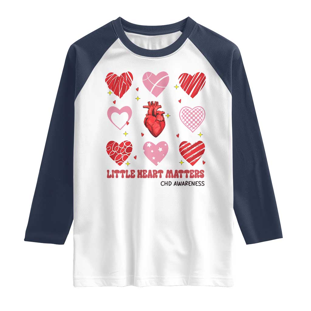 Congenital Heart Disease CHD Awareness Raglan Shirt Little Heart Matters TS11 White Navy Print Your Wear