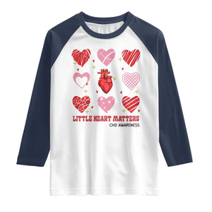 Congenital Heart Disease CHD Awareness Raglan Shirt Little Heart Matters TS11 White Navy Print Your Wear