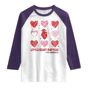 Congenital Heart Disease CHD Awareness Raglan Shirt Little Heart Matters TS11 White Purple Print Your Wear