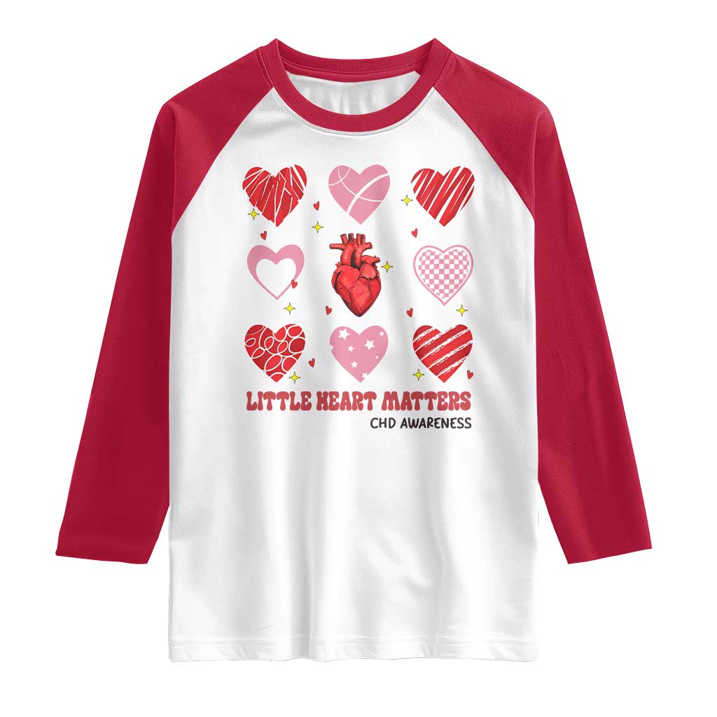 Congenital Heart Disease CHD Awareness Raglan Shirt Little Heart Matters TS11 White Red Print Your Wear