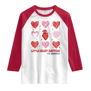 Congenital Heart Disease CHD Awareness Raglan Shirt Little Heart Matters TS11 White Red Print Your Wear