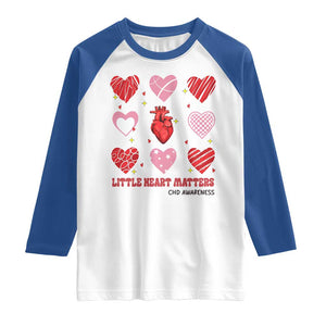 Congenital Heart Disease CHD Awareness Raglan Shirt Little Heart Matters TS11 White Royal Print Your Wear