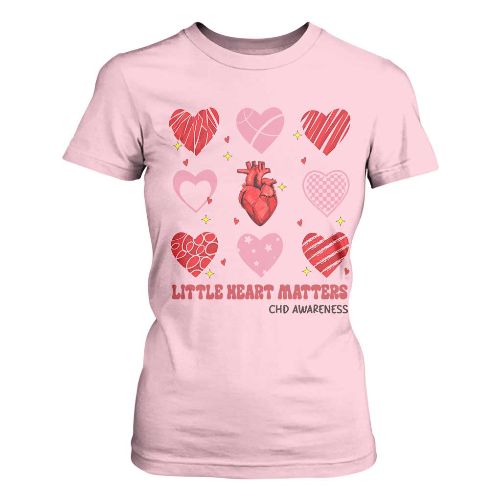 Congenital Heart Disease CHD Awareness T Shirt For Women Little Heart Matters TS11 Light Pink Print Your Wear
